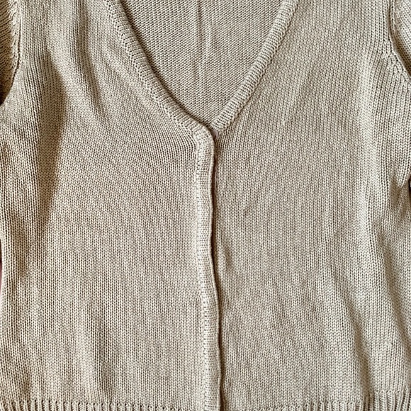 NY Collection Cream Cardigan Sweater V-Neck - Picture 4 of 9